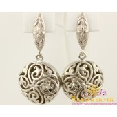 Серебряные серьги 925 проба. Женские серьги шары с узором. 410090с